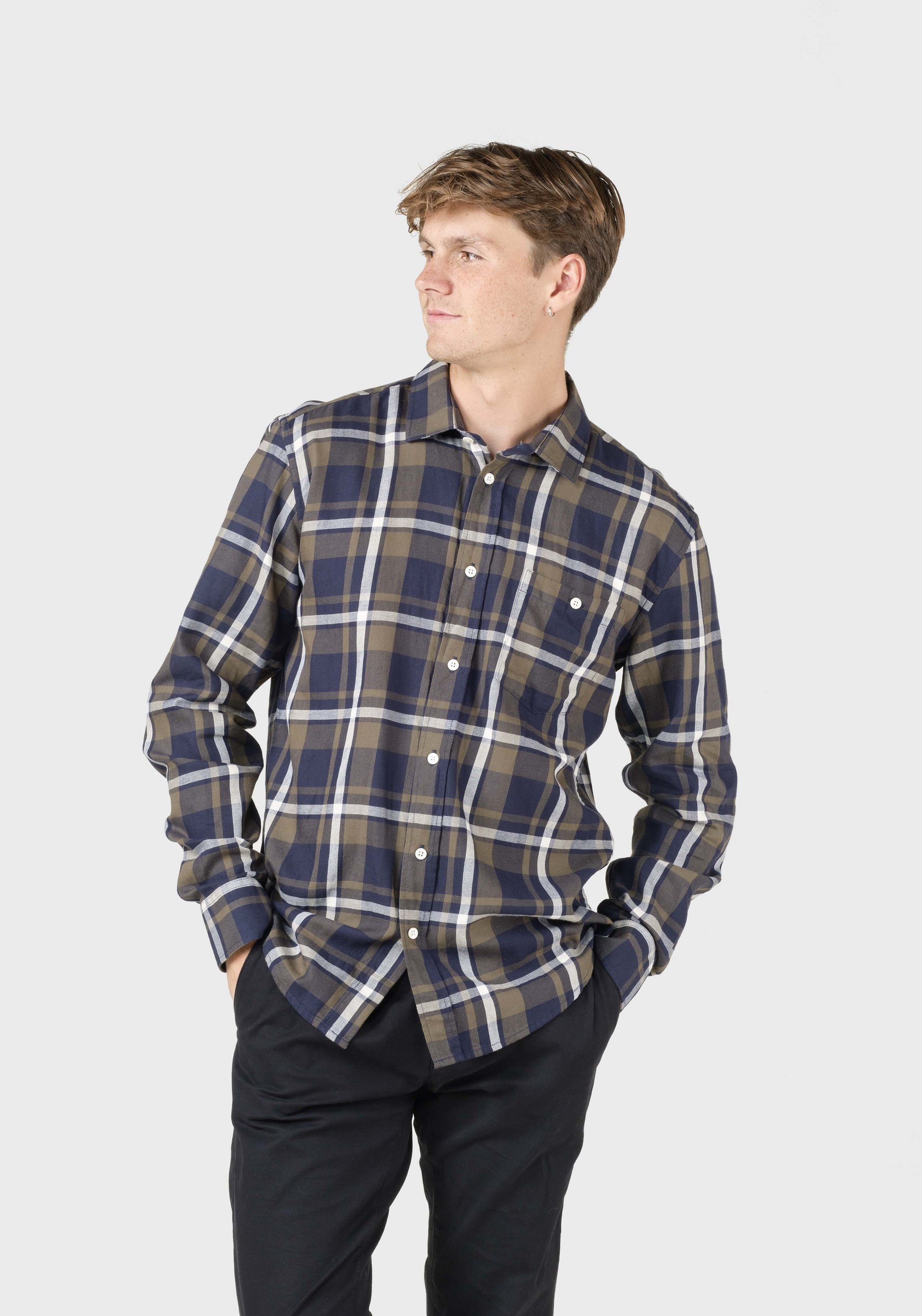 Klitmøller Collective Hemd Bruce Olive/Navy