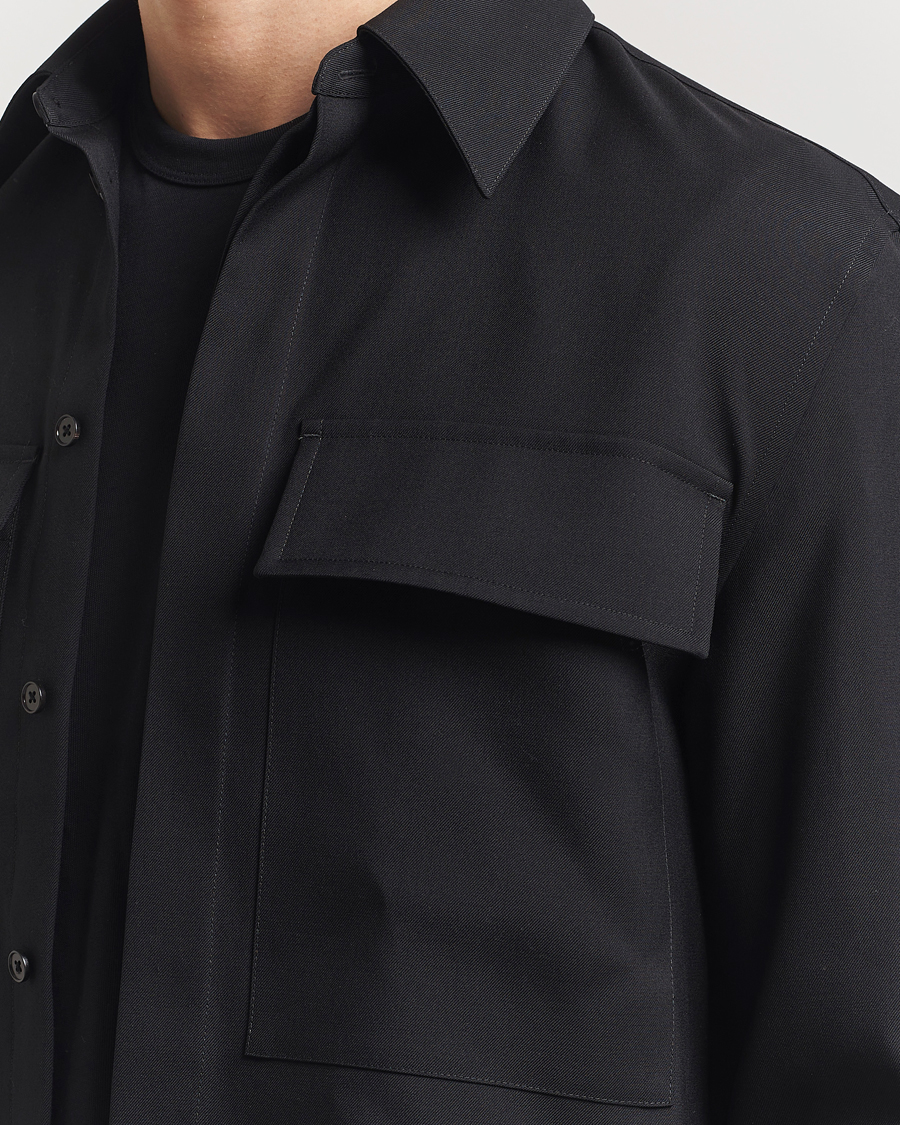 Jil Sander Double Pocket Gabardine Overshirt Black