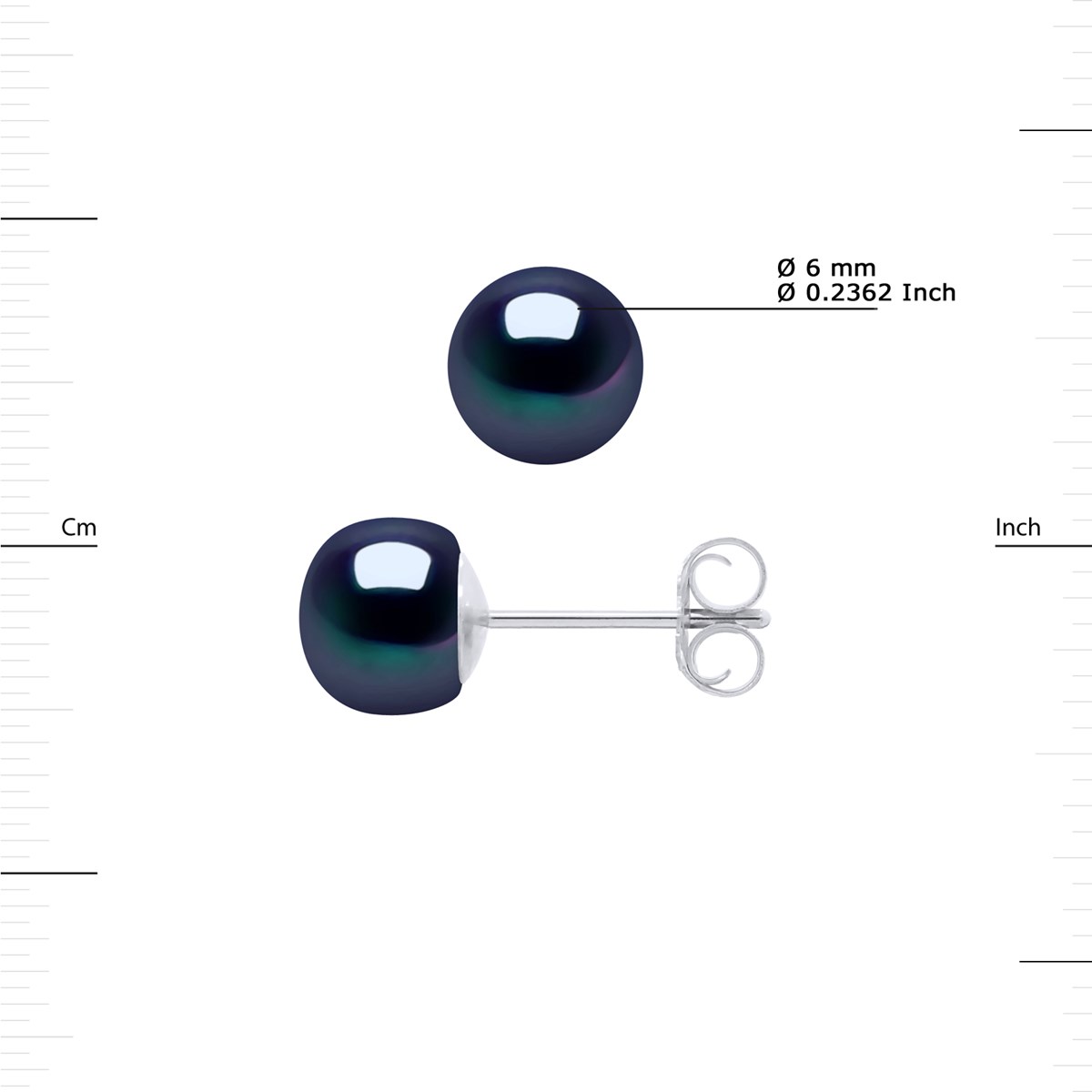 Boucles d'Oreilles Perles d'Eau Douce 6-7 mm Noires Argent 925
