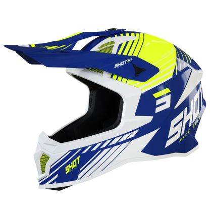 Casque cross Shot LITE FURY - NAVY NEON YELLOW GLOSSY 2022 - Bleu / Jaune