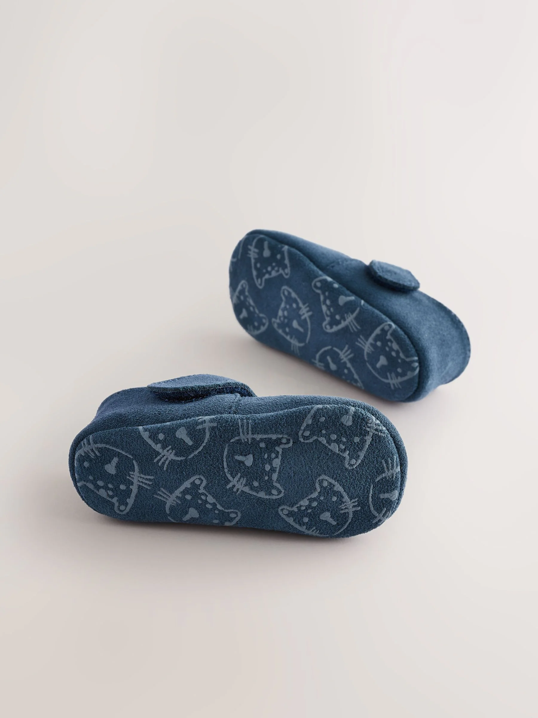 Marineblauw suède - Leren babyschoen met T-bandje (0 - 24 mnd)