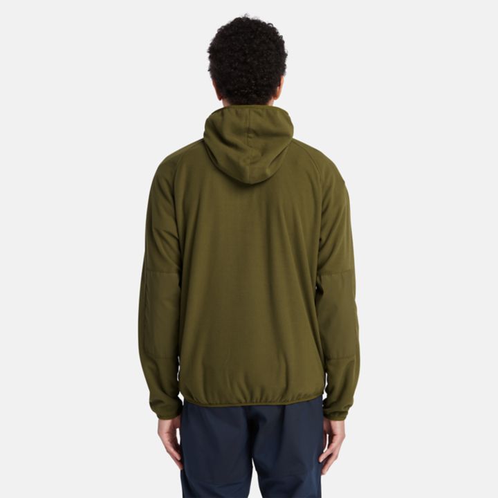 Moletom com capuz Polartec Fleece para homens na cor verde.