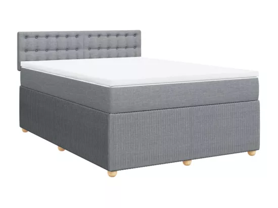 Sommier à lattes de lit avec matelas Gris clair 160x200cm Tissu