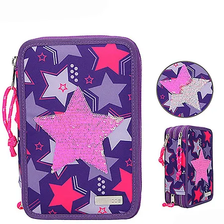 Depesche TOPModel 3-Fach Federtasche Streichpaillette STARS