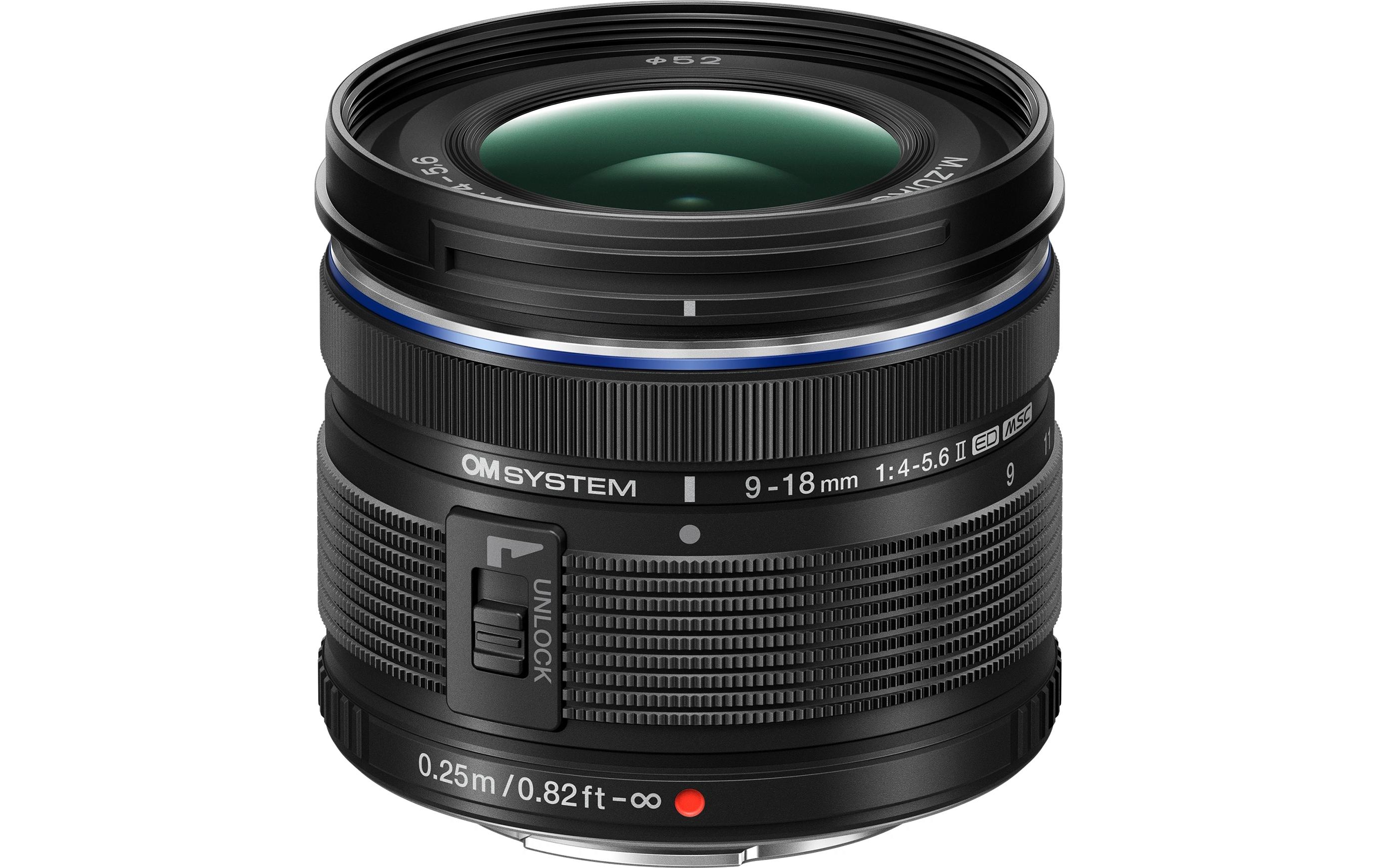 Zoomobjektiv M.Zuiko Digital ED 9‑18mm F/4.0‑5.6 II MFT<br>Objektiv für die Aufnahme von Weitwinkel- und Telebildern