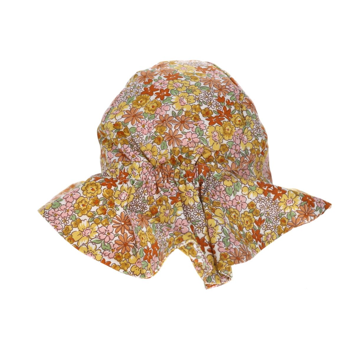 Chapeau de soleil fleuri rose et jaune