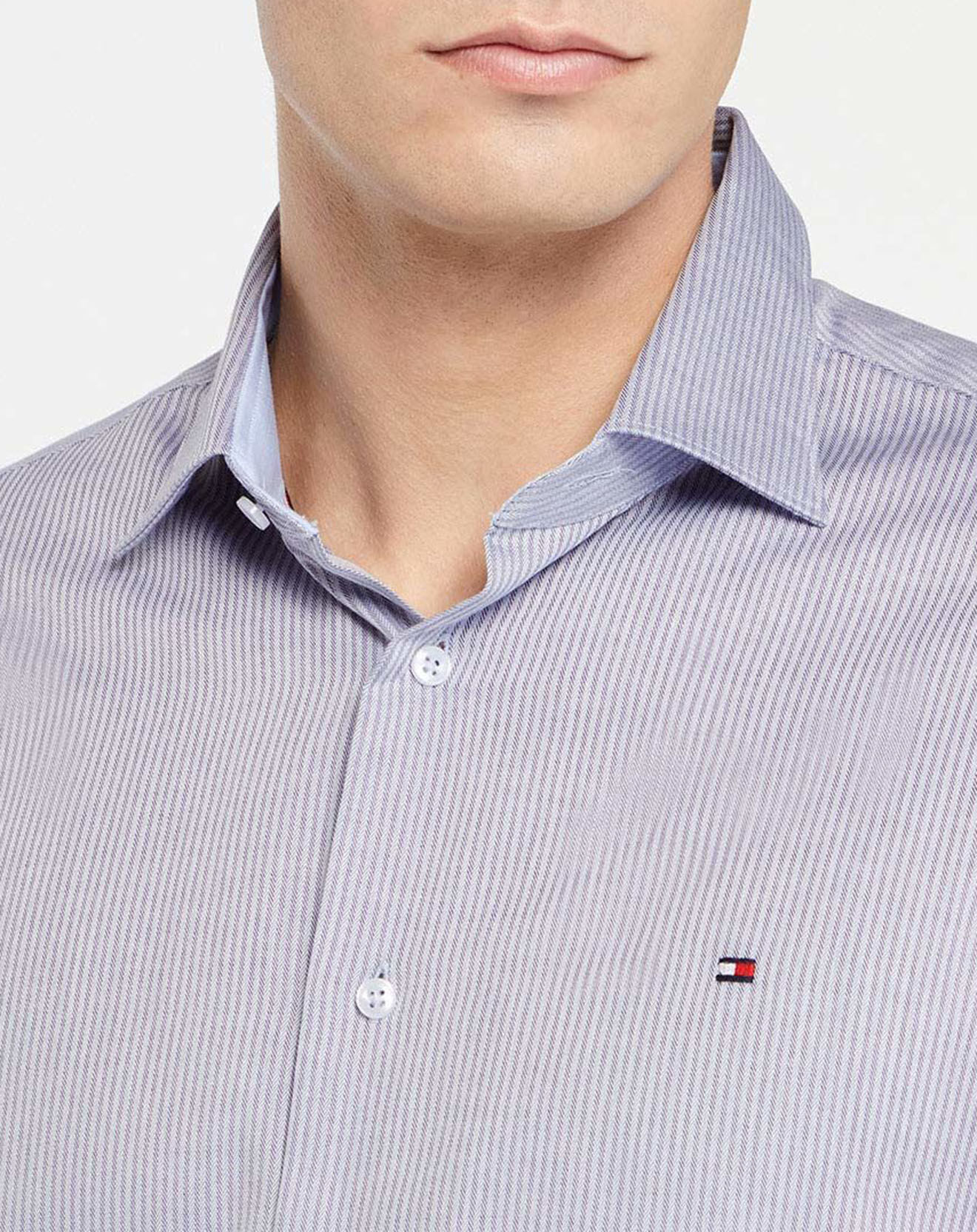 Tommy Hilfiger Chemise Regular 100% Coton Bio Herringbone imprimé chevron bleue