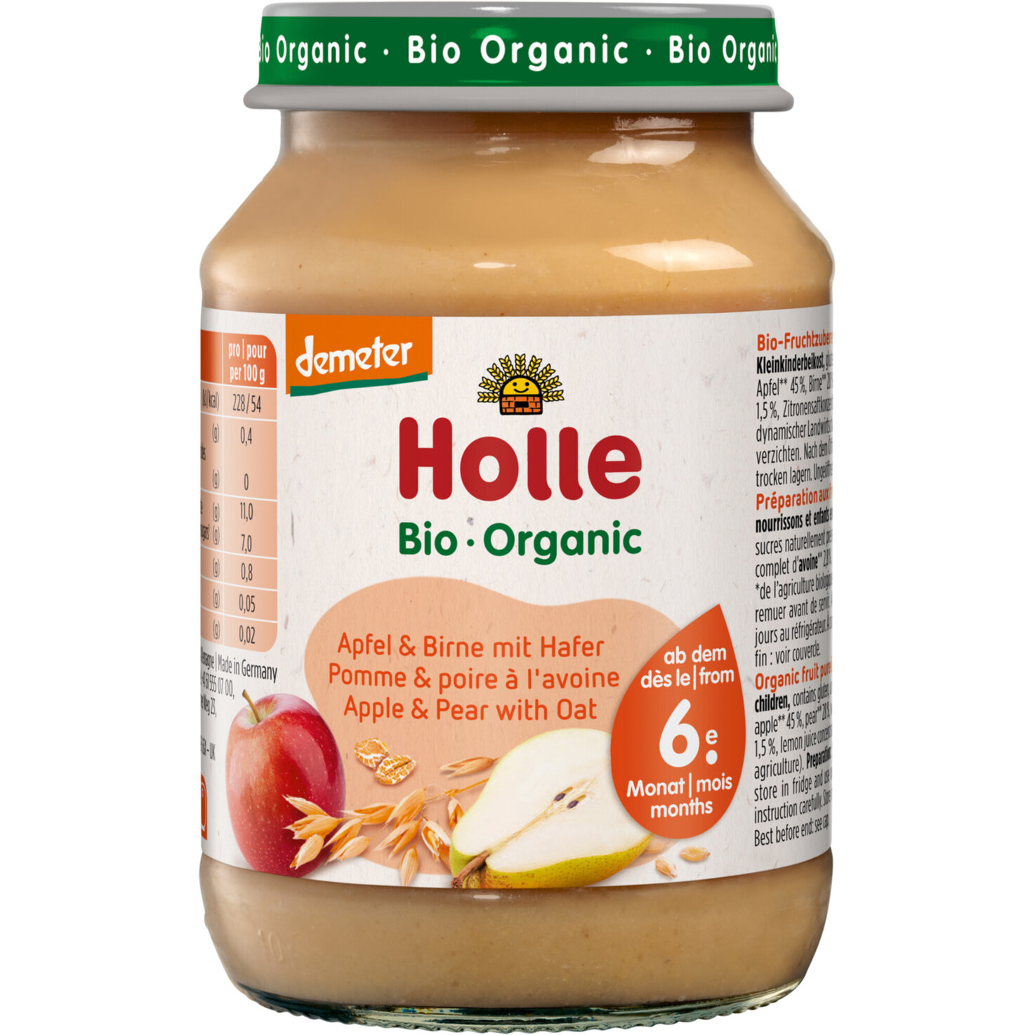 Holle Apfel & Birne mit Hafer 6+ Monate