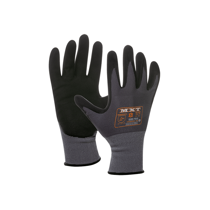 MXT grijze polyester handschoen met nitril micro-foam coating maat 7 per paar (6151802551567)