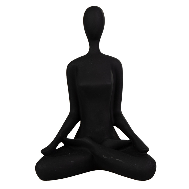 Yogafigur - sitzend - schwarz - ca. 14 x 10 x 20 cm