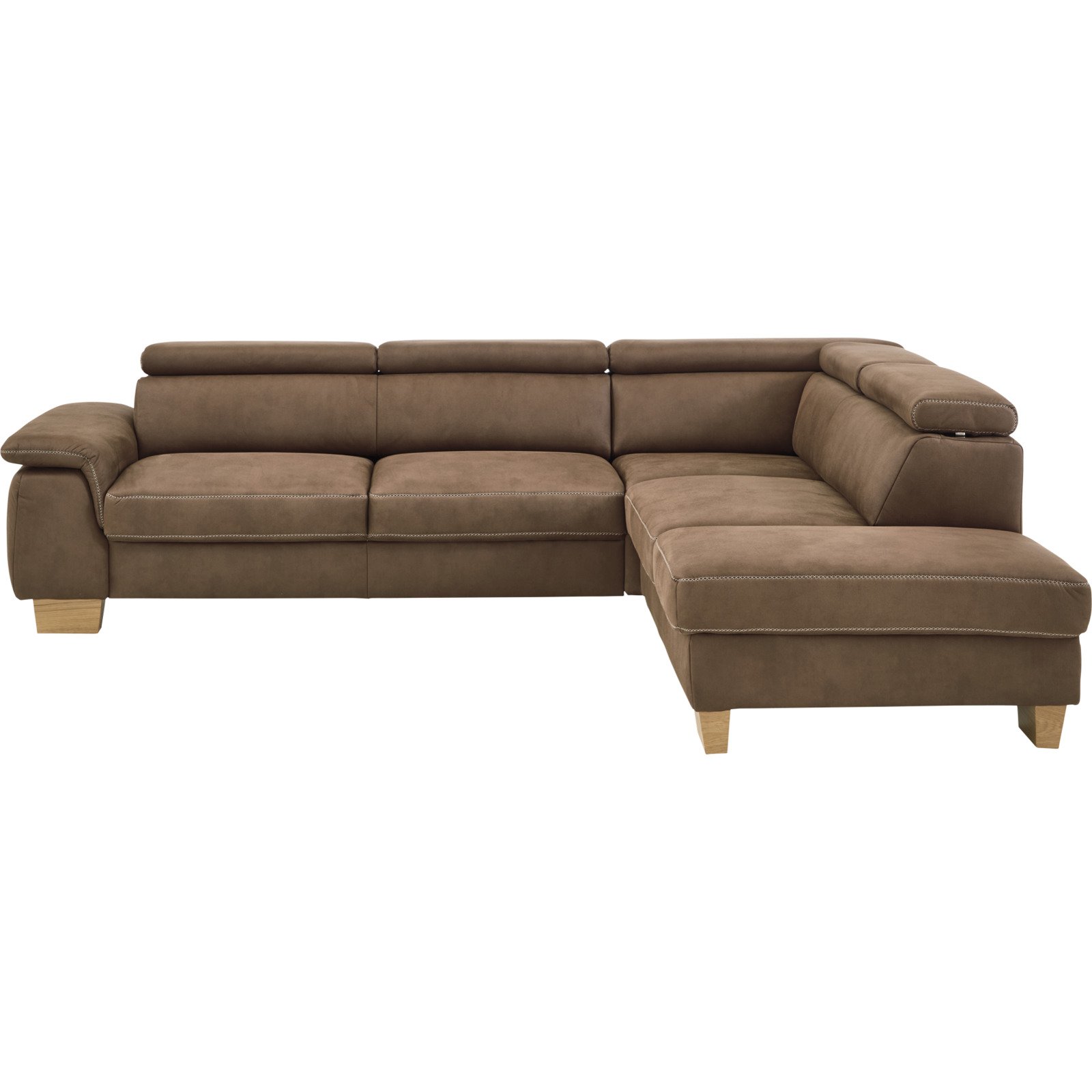 Ecksofa Erlangen, Stoff Deluxe Schoko, Recamière rechts