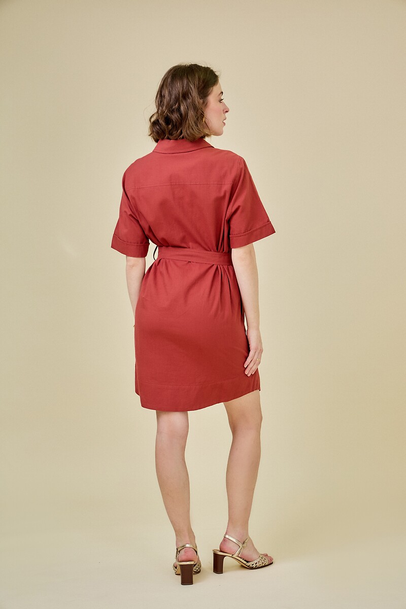ATÉ BREVE<br>Vestido camisa curto com mangas curtas
