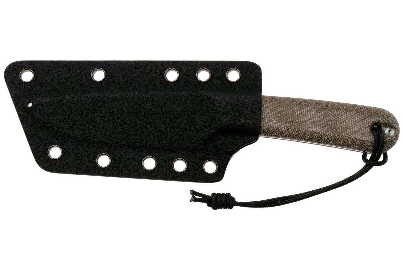 The James Brand The Hell Gap stainless   od green micarta vaststaand mes