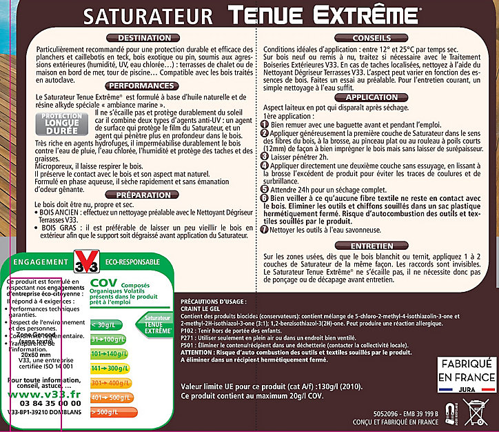 Staturateur extérieur Tenue Extrême teck V33 2,5L