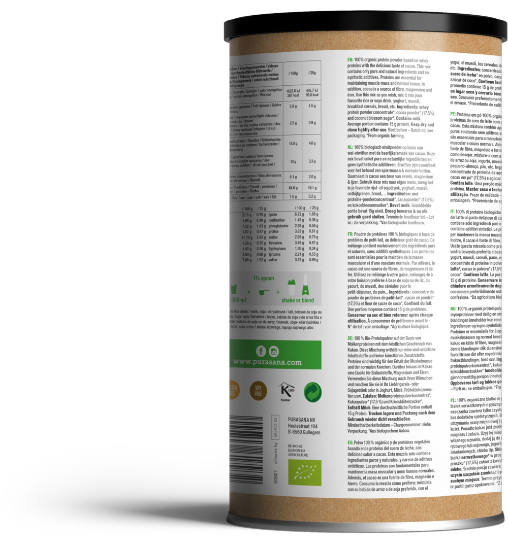 Purasana Whey proteine – cacao bio (400 gr)