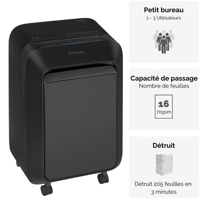 Fellowes Powershred LX210 - destructeur de documents coupe croisée mini-cut - 16 feuilles - Corbeille 23 litres