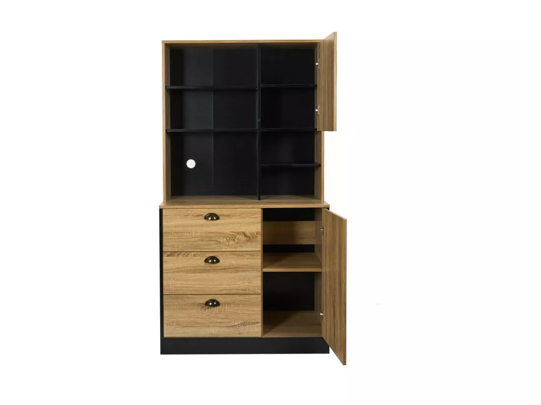 DINAJ - Buffet Vaisselier Multi-Rangement Aspect Bois