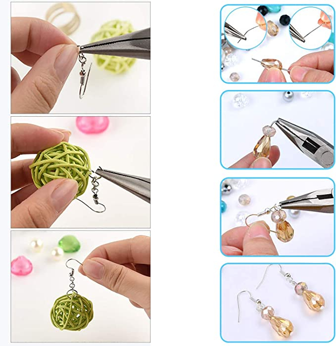 (9-tlg. Set) Edelstahl Schmuck Herstellungs / Reparatur Kit DIY Zubehör inkl. Verschlüsse (600 Stück) für Ohrringe   Ketten - Silber