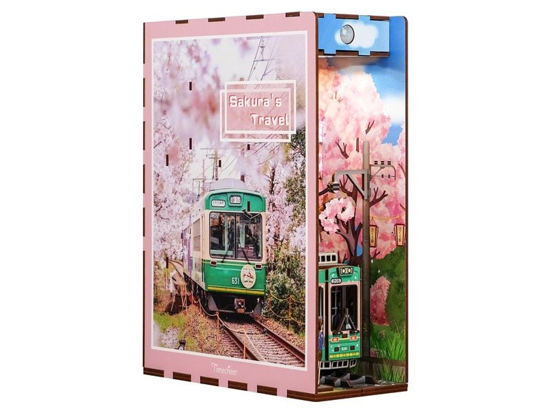 Tonecheer Bausatz Book Nook Sakura's Travel 3D-Modell aus lasergeschnittenen Holzteilen