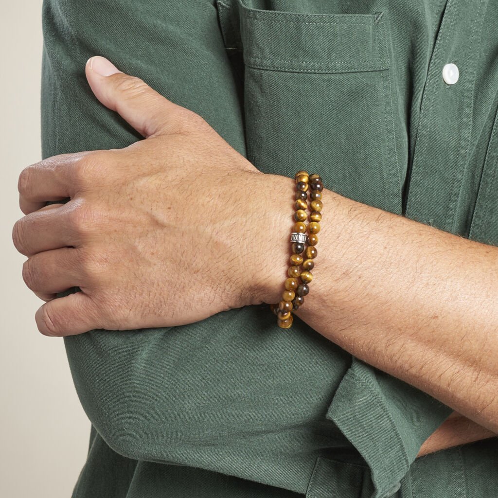 Bracelet Double Tour Boules Acier Gris Lachlan