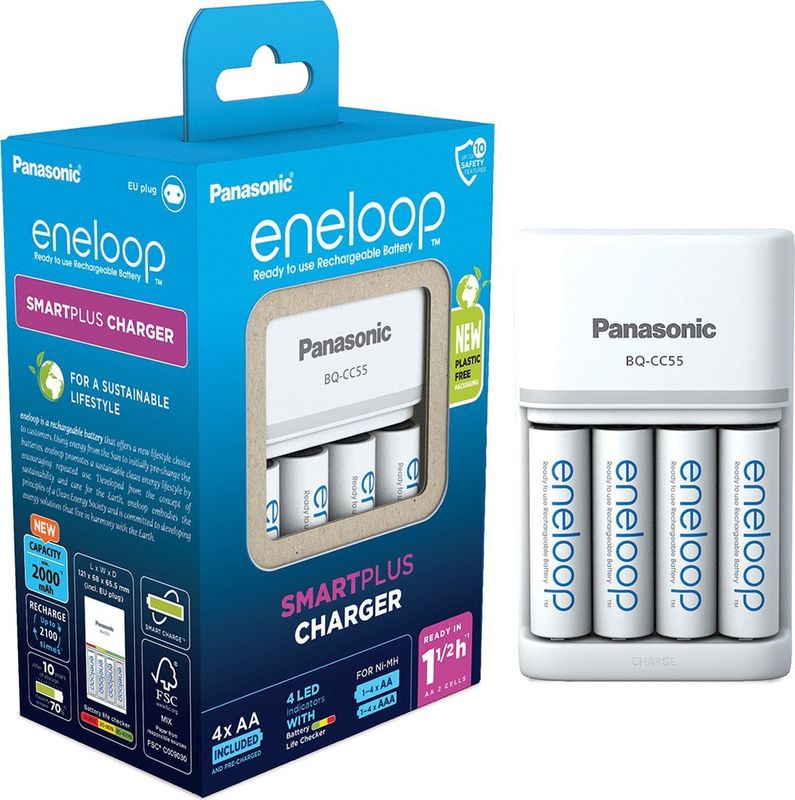 Panasonic - BQ-CC55 - Batterijlader - Inclusief Opbergdoosje - Geschikt voor AA/AAA