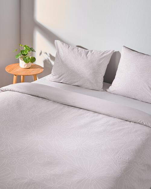 housse de couette coton 200x200/220 beige piqûre