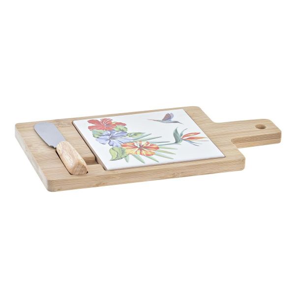 DKD Home Decor Tábua de Queijos Multicolor Bambu Grés Tropical (21,5 X 11,8 X 1,5 cm) (3 Peças) - 8424001929979 - S3036981
