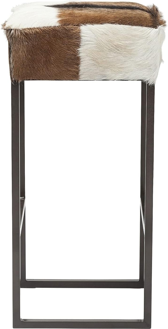 Kare Design Barhocker Country Life, Weiß/Braun, Sitzhocker, Stahlgestell, Ziegelfell Bezug, 74x35x35 cm (H/B/T) DJ6568463