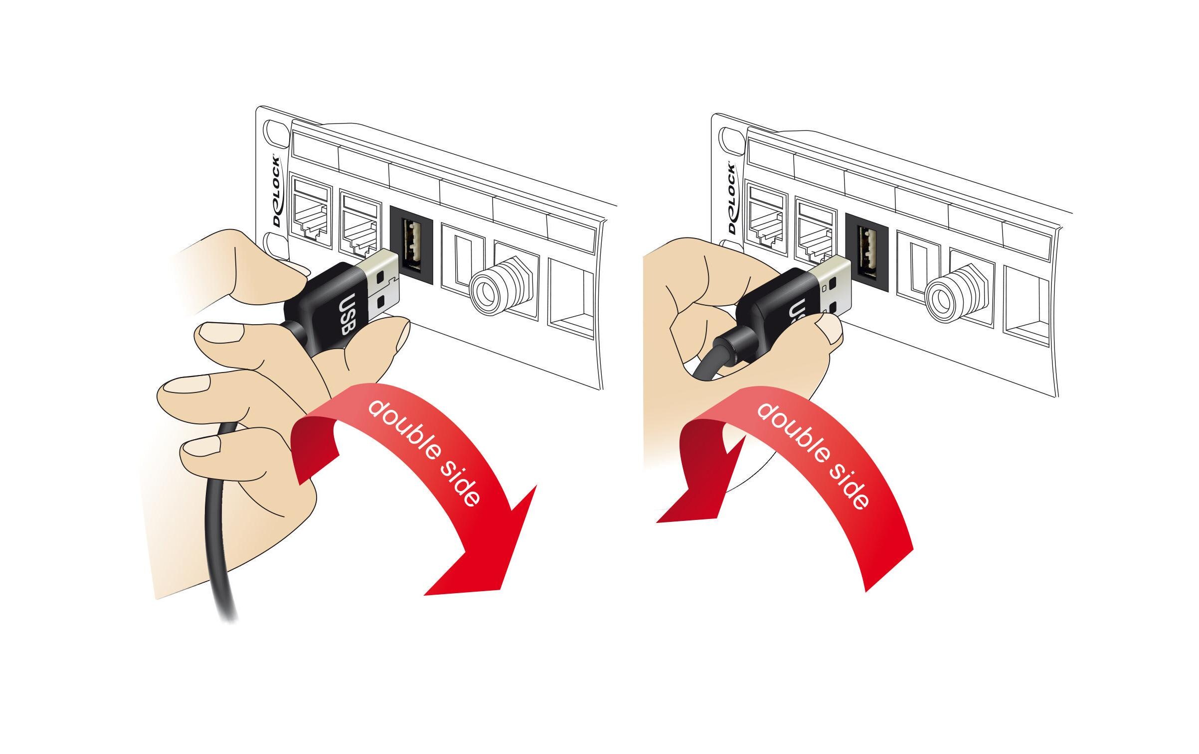 Keystone-Modul USB2.0, A – A, easy SchwarzKeystone-Modul