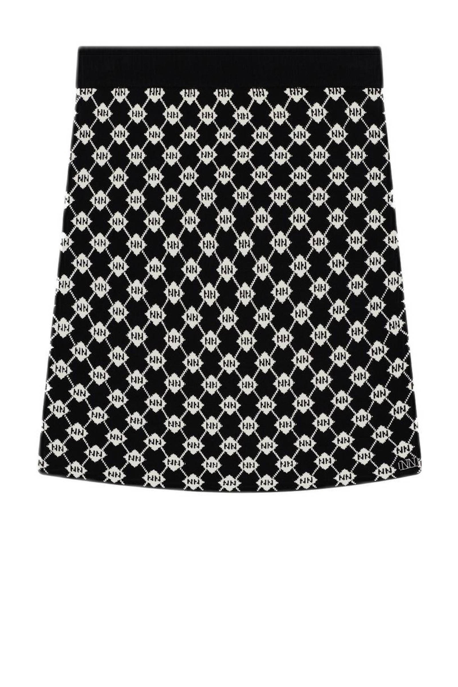 NIK&NIK rok Goldie met all over print zwart/beige