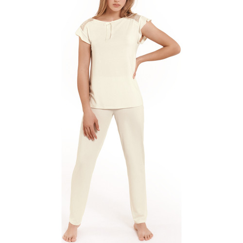 Lisca - Pantalones de pijama manga corta pantalones interior Harvest Blanco