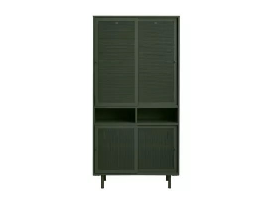 Kiso - Vaisselier 4 portes, 2 niches en métal H180cm - Vert olive