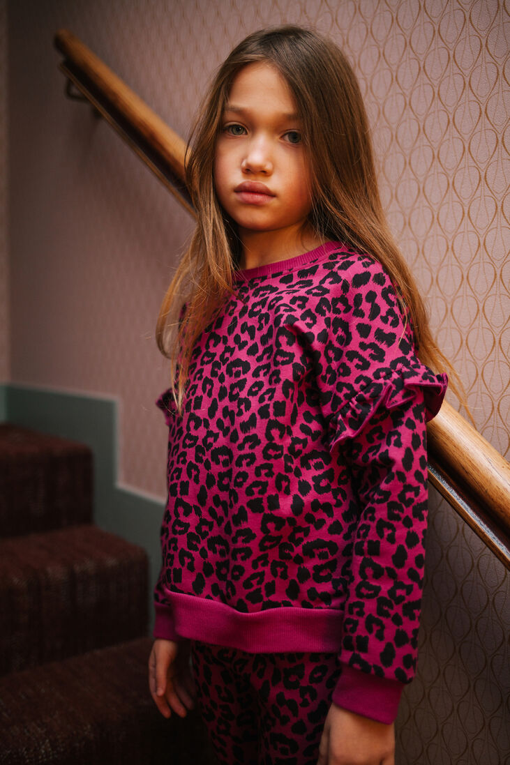 DAILY BRAT roze daily brat sweater leopard ruffle sweater orela purple