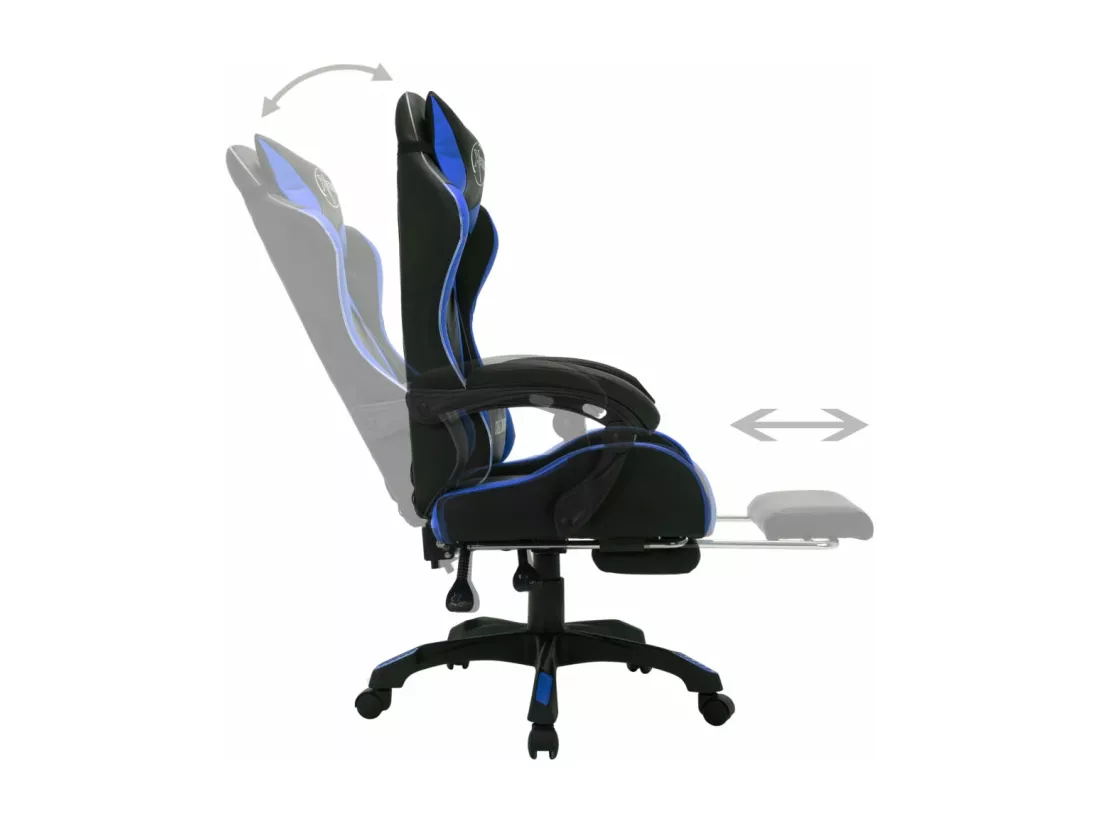 Chaise fauteuil siège pivotante cuir bleue 64 x 65 x 119 cm 02_0024200