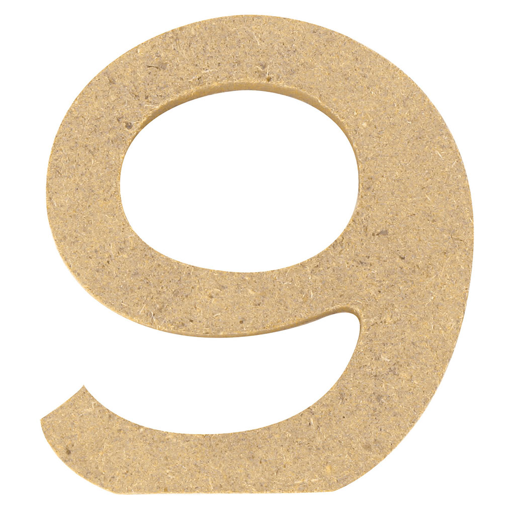 Chiffre 9 en bois H 5cm
