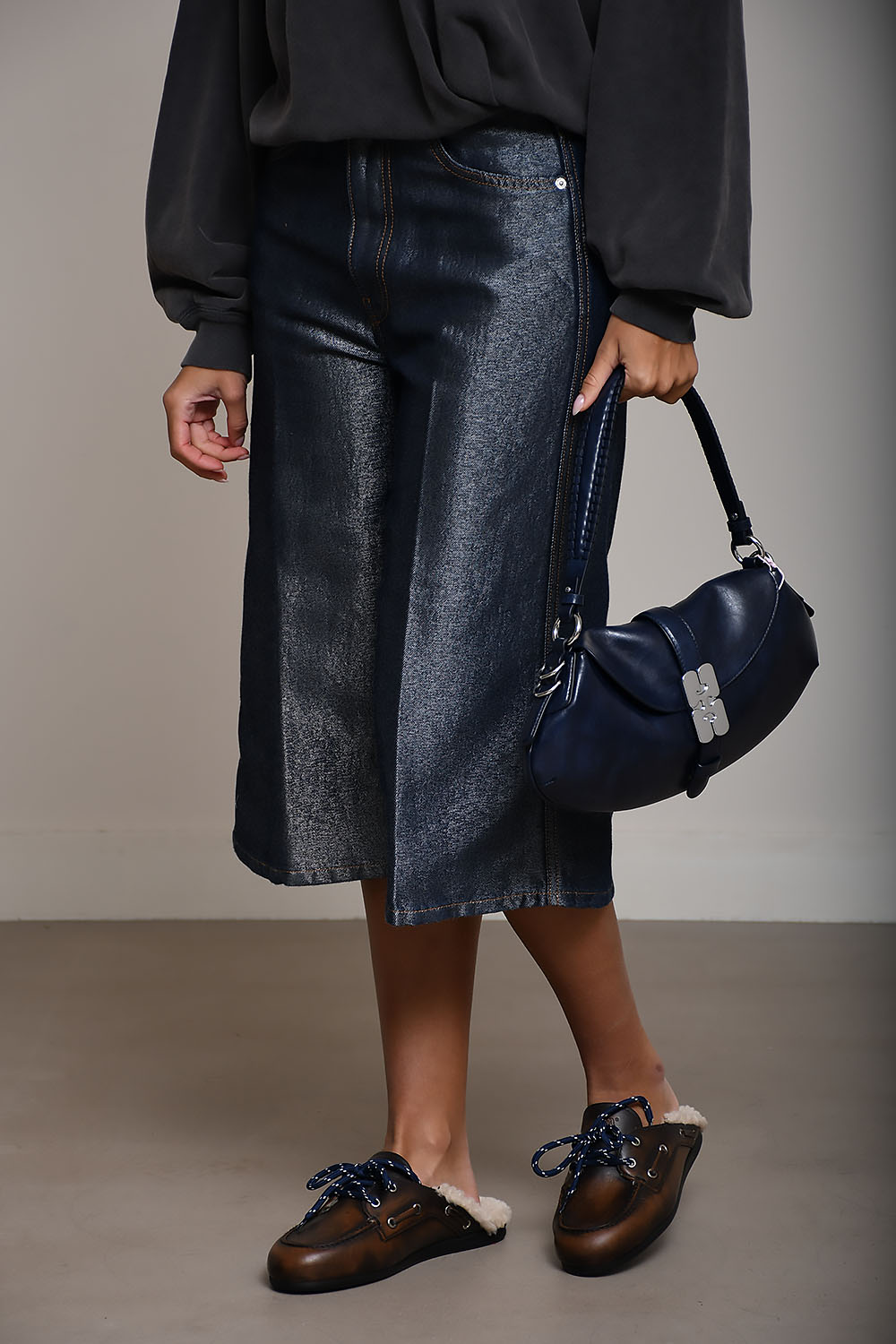 Shiny werf denim shorts