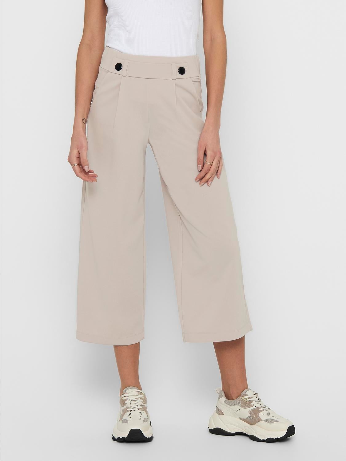 JDYGEGGO Hohe Taille Weiter Beinschnitt Hose mit weitem Beinschnitt Chateau Gray