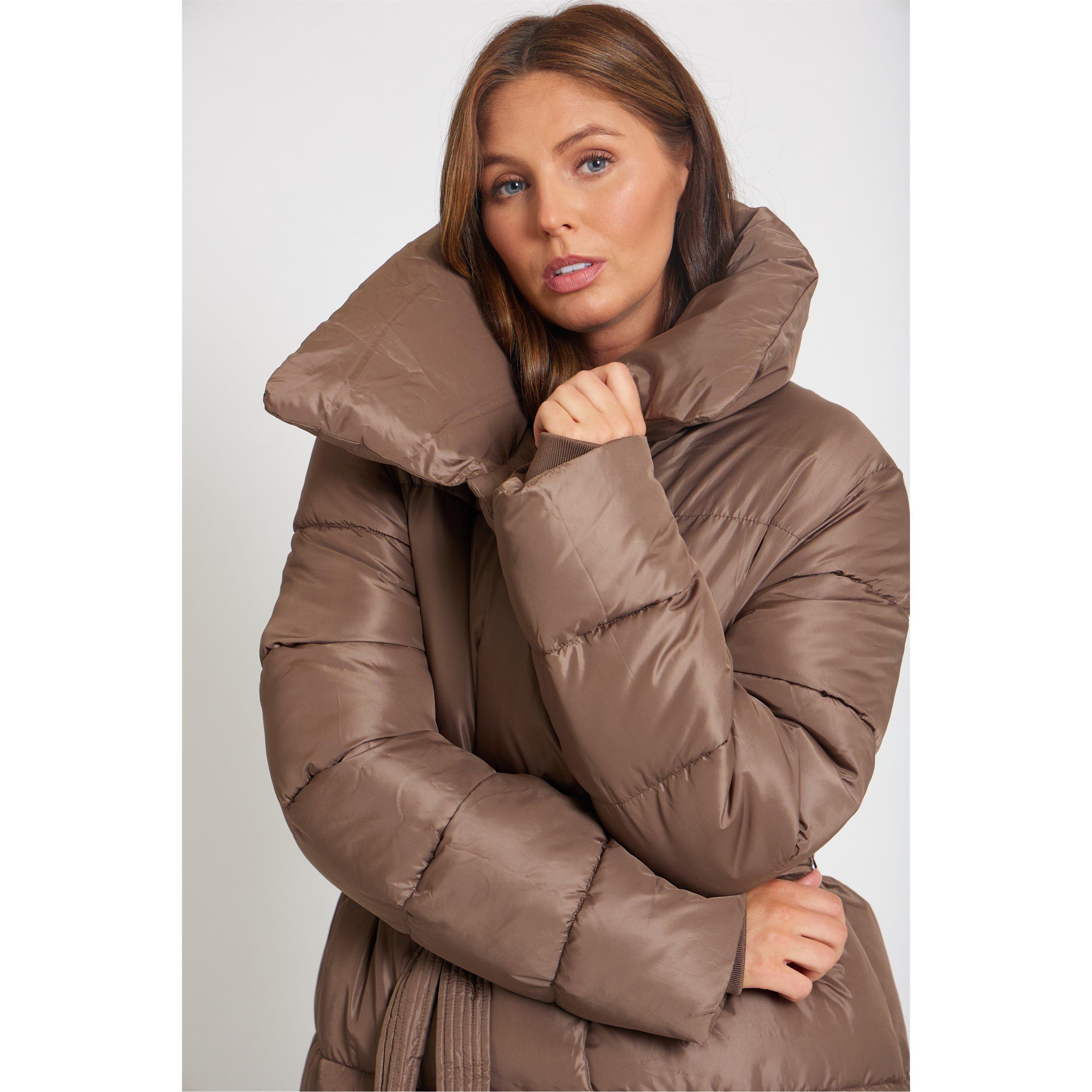 Be You Wrap Wrap Midi Tie Waist Padded Coat