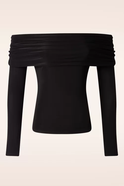 Vintage Chic for Topvintage Vera Slinky Off Shoulder top in zwart