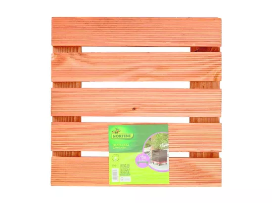 Support à roulettes bois FSC lasuré FLORA ROLL LASURE - Carré 40 x 40 cm