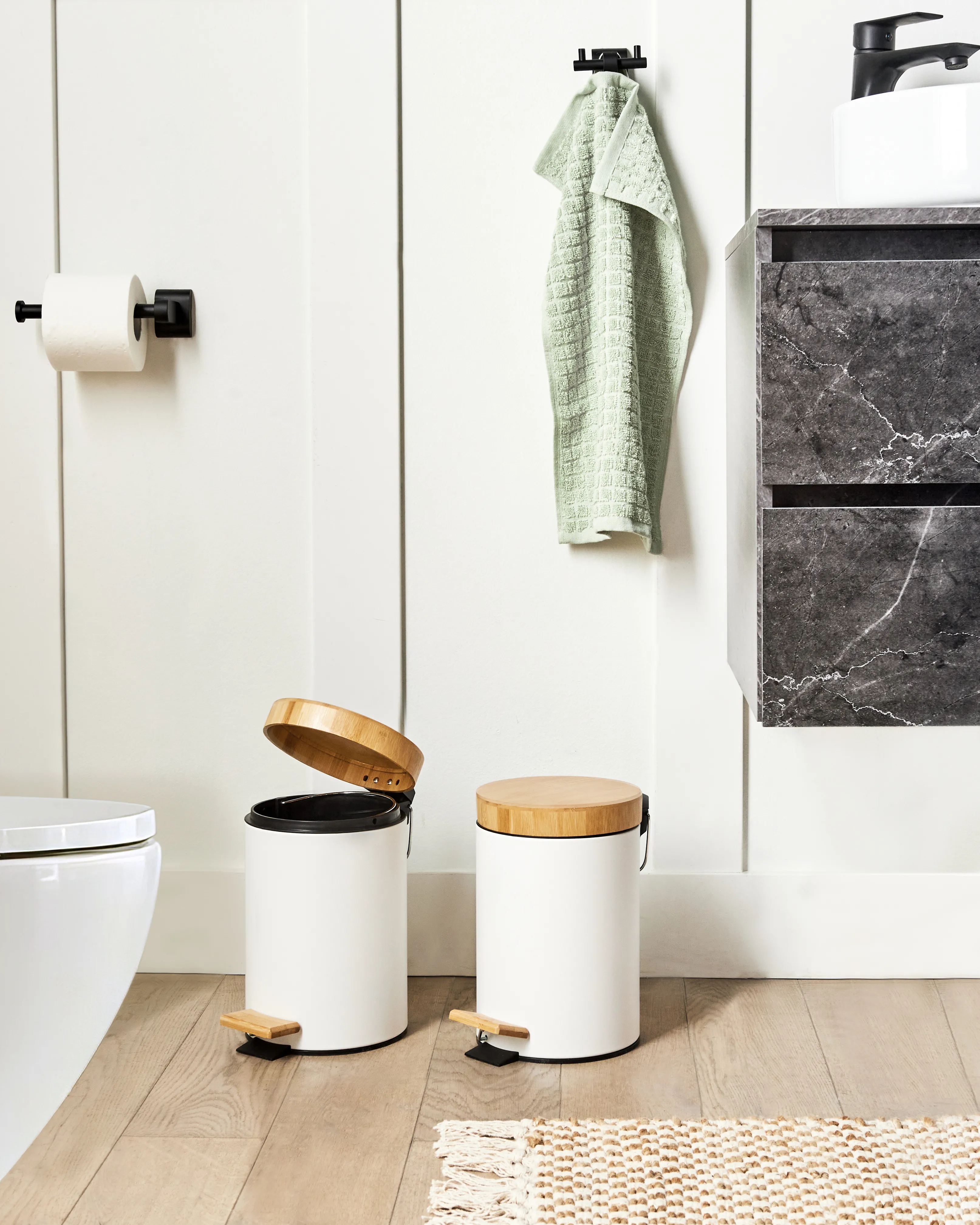 Set van 2 pedaalemmers 3 L ECOSMART Metaal Wit