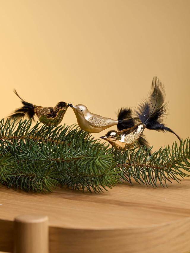 3 Glasvögel, 8 cm, mundgeblasen, von Hand dekoriert
