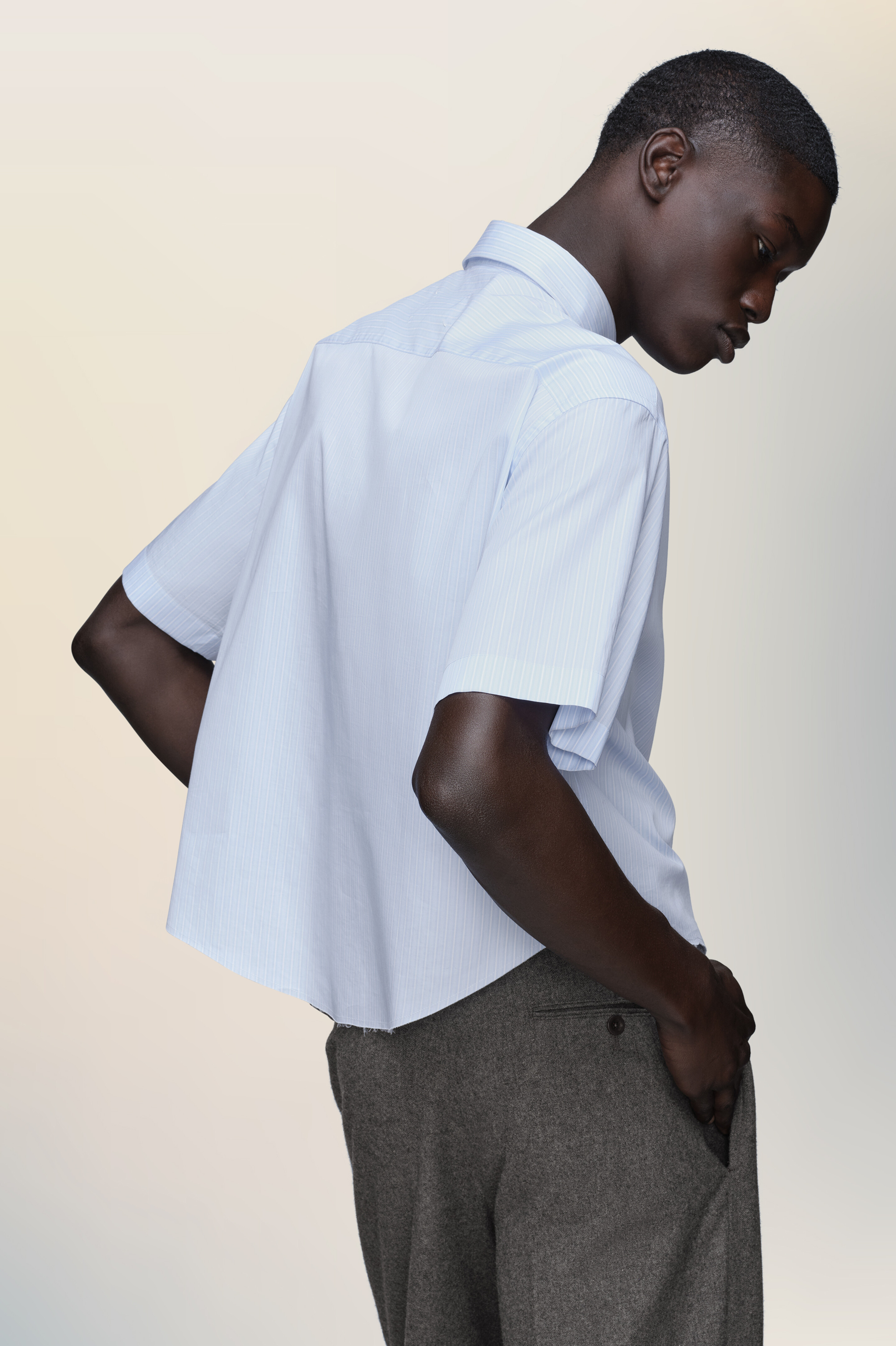 Chemise à manches courtes bleue en coton pour homme