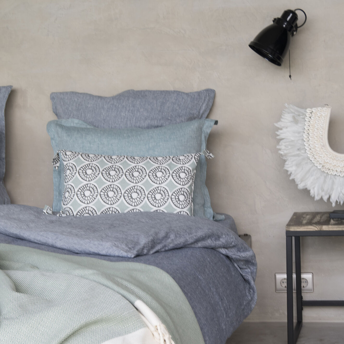 Febronie Home Housse de coussin Boubou d'Hiver céladon - 50x30 cm