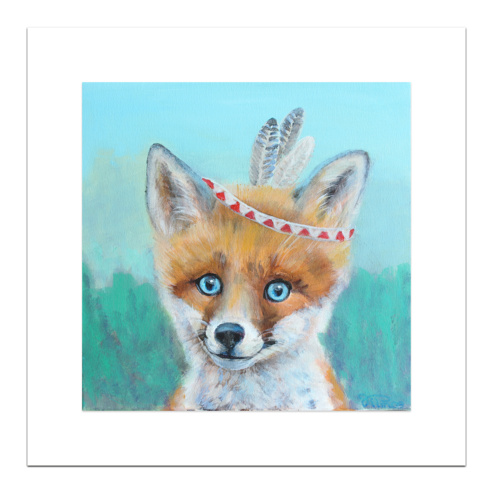 UC_Print Vosje met Indianentooi 40 x 40 cm