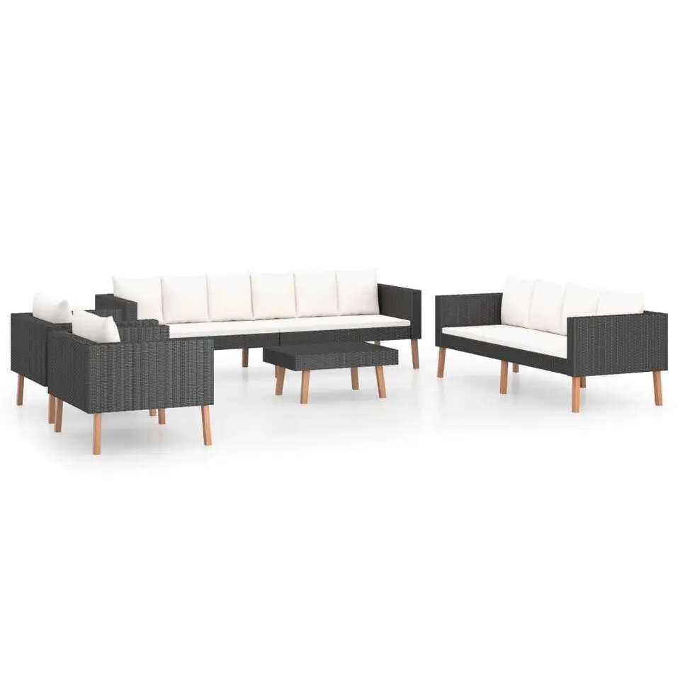 vidaXL - Tuinloungeset - Zwart - Poly rattan - 5 stuks - Met kussens