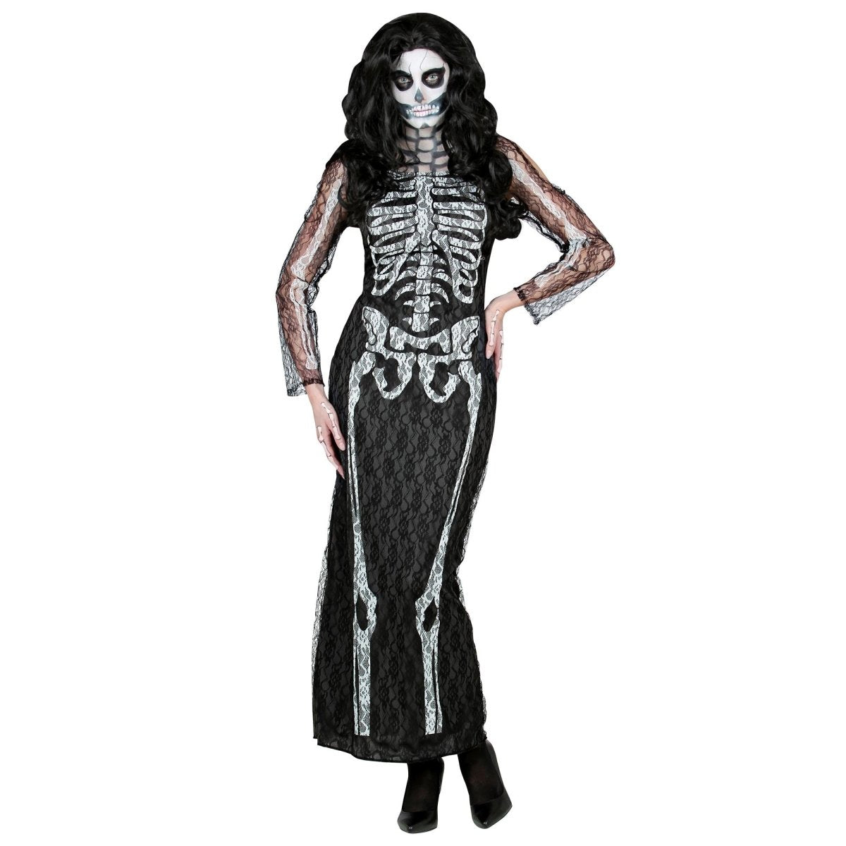 Halloween Jurk Dames Lang Skelet