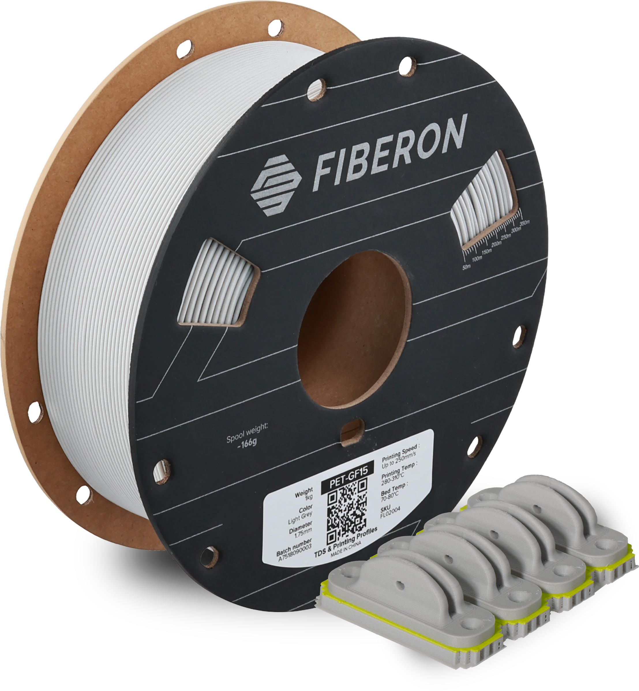 Polymaker  Fiberon™ PET-GF15 Light Grey, 1,75 mm / 1000 g    Glasfaserverstärktes PET in Light Grey