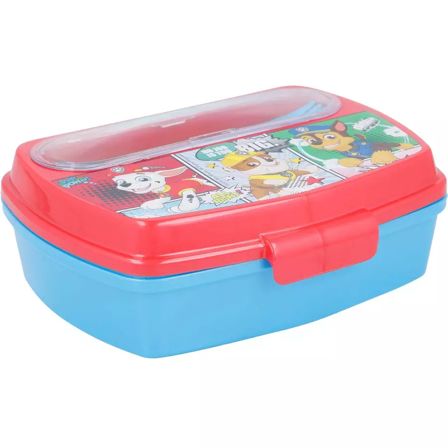 Stor Lunchbox mit Gabel und Löffel Paw Patrol Comic 17,2 x 13,6 x 6,26 cm bunt