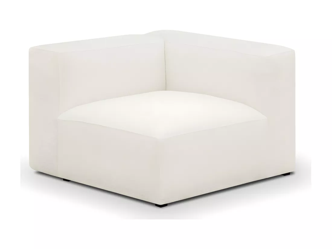 Canapé d'angle à droite modulable avec méridienne 4 places en tissu bouclette écru - Modulo